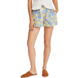 Free People Island Shorts Hawaiian Tropical Mango Blue Yellow Womens 0